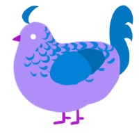 A lilac and sapphire chicken with a half-lace pattern