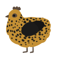 A gold and sable chicken with a speckle pattern