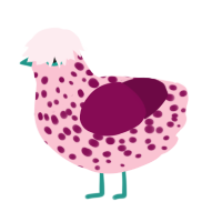 A rose and wine chicken with a speckle pattern
