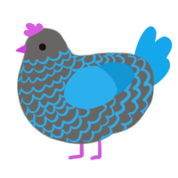 A grey and sky chicken with a lace pattern
