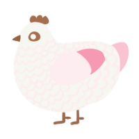 A white and rose chicken with a lace pattern