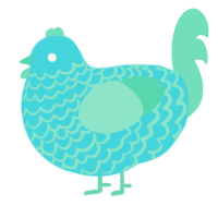 A aqua and mint chicken with a lace pattern