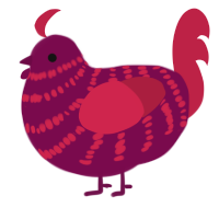 A wine and crimson chicken with a bar pattern