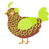 A russet and lime chicken with a lace pattern