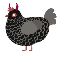 A black and grey chicken with a lace pattern