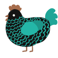 (unnamed), a black and turquoise chicken with a lace pattern