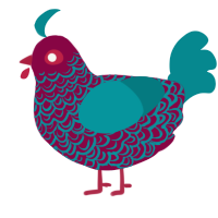 (unnamed), a maroon and teal chicken with a double-lace pattern