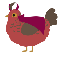 A red and bark chicken with a half-lace pattern