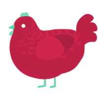 A crimson chicken with a half-lace pattern
