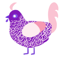 A violet and rose chicken with a double-lace pattern