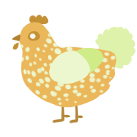 Peach, a honey and apple chicken with a speckle pattern
