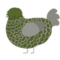 A olive and ash chicken with a lace pattern