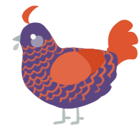 A overcast and vermilion chicken with a lace pattern