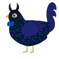 A tumblr and navy chicken with a speckle pattern