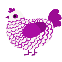 A white and plum chicken with a lace pattern