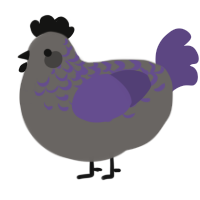 A grey and overcast chicken with a half-lace pattern