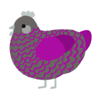 A grey and plum chicken with a lace pattern