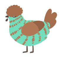 A mint and brown chicken with a bar pattern