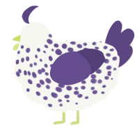 A white and overcast chicken with a speckle pattern