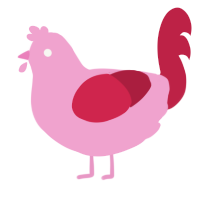 Contrast, a pink and crimson chicken