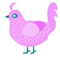 A lavender chicken with a lace pattern
