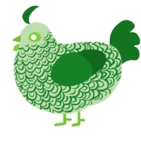 A gluppy and leaf chicken with a double-lace pattern
