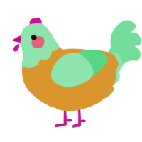 A orange and spring chicken with a head pattern