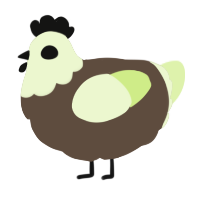 A bark and apple chicken with a head pattern