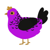 Dashboard, a amethyst and black chicken with a half-lace pattern