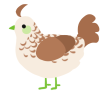 Avocado Toast, a cream and brown chicken with a half-lace pattern