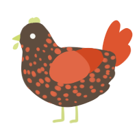 A bark and vermilion chicken with a speckle pattern