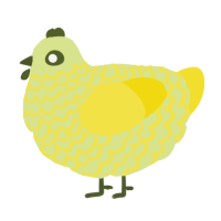 A lemon and yellow chicken with a lace pattern