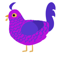 A amethyst and indigo chicken with a lace pattern