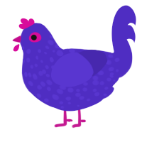 A indigo chicken with a speckle pattern