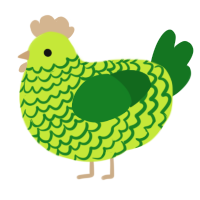 A lime and leaf chicken with a lace pattern