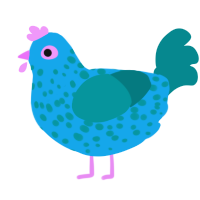 Lilypad Groove, a sky and teal chicken with a speckle pattern