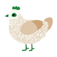 A white and beige chicken with a double-lace pattern