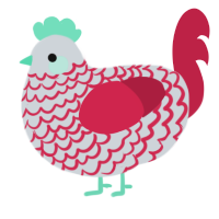 A mist and crimson chicken with a lace pattern