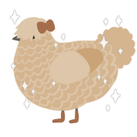 Canela, a beige chicken with a lace pattern
