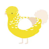 A yellow and cream chicken with a half-lace pattern