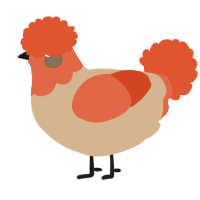 Magmababy 2, a beige and vermilion chicken with a head pattern