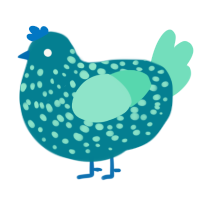 Beryl, a sea and mint chicken with a speckle pattern