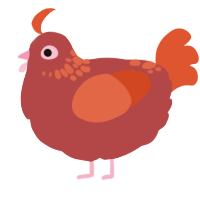 Ketchup, a red and vermilion chicken with a neck-speckle pattern