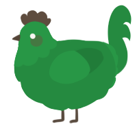 A viridian chicken with a head pattern