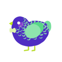 EVP, a indigo and spring chicken with a half-lace pattern