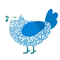 A white and sapphire chicken with a double-lace pattern