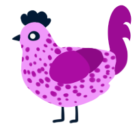 A lavender and plum chicken with a speckle pattern