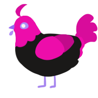 A sable and fuchsia chicken with a head pattern