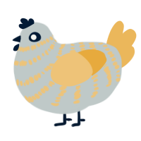A silver and honey chicken with a bar pattern