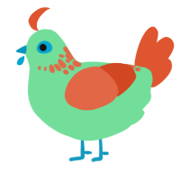 Coral Reef, a spring and vermilion chicken with a neck-speckle pattern